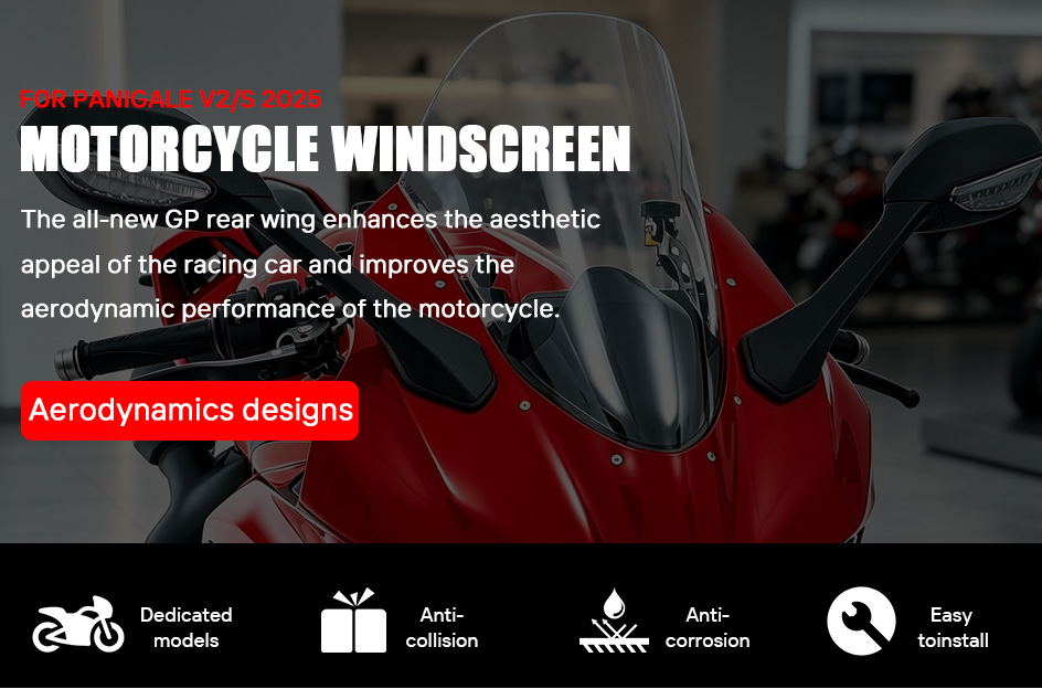 Suitable for Ducati Panigalev2 Modified Windshield, Heightened Racing Windscreen Glass Visor 25-26