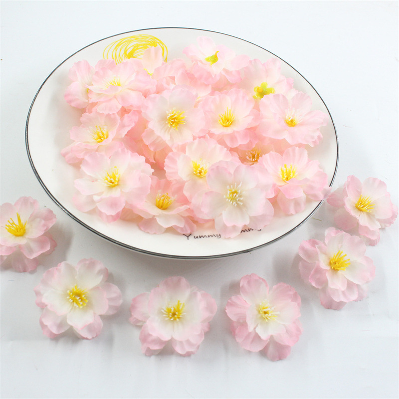 新しい模擬桜の花頭 diy カチューシャ素材ヘアアクセサリー手作り花輪アクセサリー結婚式の装飾桃の花卸売|undefined