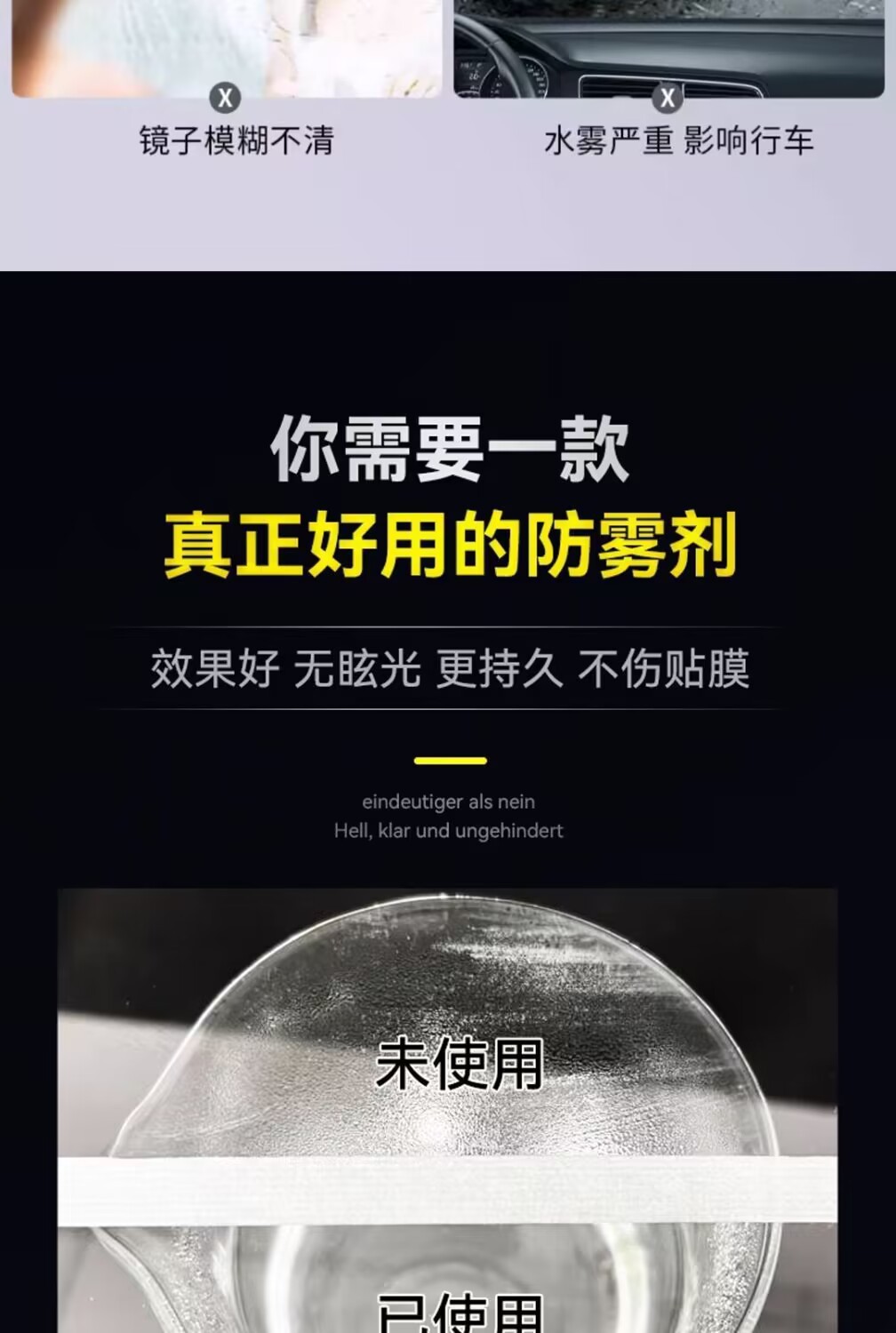 Car Glass Anti-Fog Spray, Rearview Mirror Rain-Proof Magic Solution, Rain Repellent, Rainy Day Window Film, Direct Sales