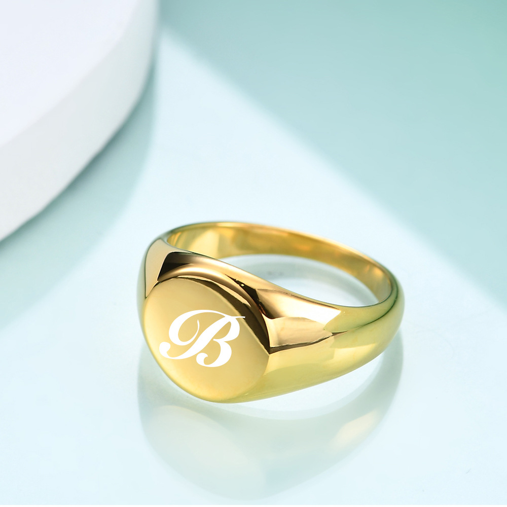 10g Weight Rings Classification 7, 8, 9 Ring Size Vintage Style Geometric Letter Titanium Steel Plating Rings