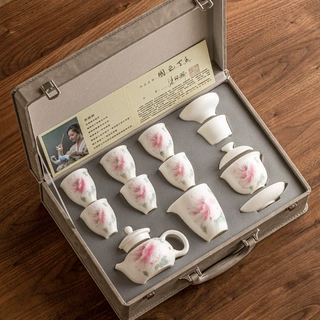 厂家张丽娇大师素烧羊脂玉瓷茶具套装办公室泡茶装备轻奢高档礼盒