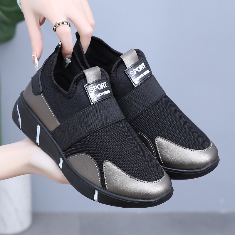 New Spring Deep Mouth Round Toe Middle School Women's Shoes fleece-lined Shoes Women's Travel Shoes Korean Style Slip-on Lazy Shoes