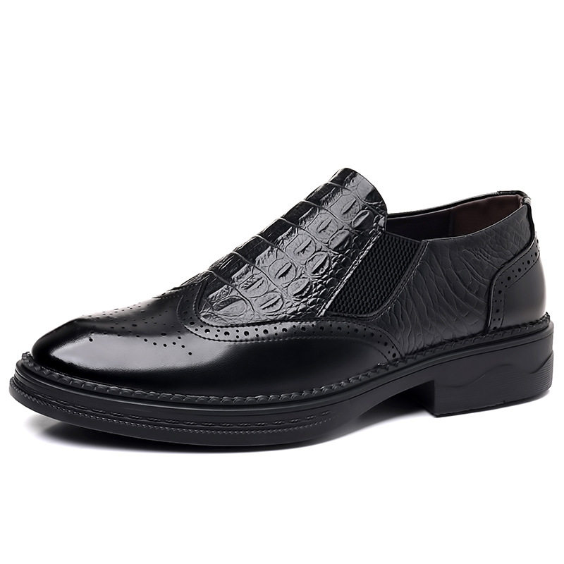 Giày da nam công sở Oxford cổ điển làm thủ công, da bò thật, mũi tròn, cổ thấp — PZ7103 màu nâu, PZ7103 màu đen