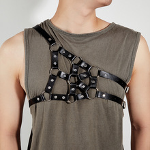 跨境新款背心百搭男士皮革背带日常穿戴可用朋克舞台演出搭配饰品