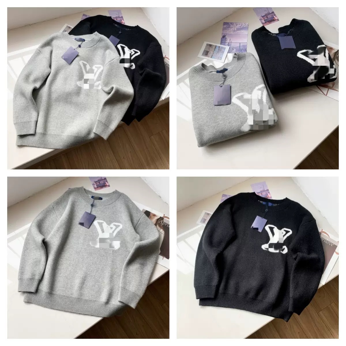 Top-Quality Correct Version L Lujia Knitted Unisex Crew Neck Sweater for Autumn and Winter 650g Heavy Craftsmanship Meticulous Production