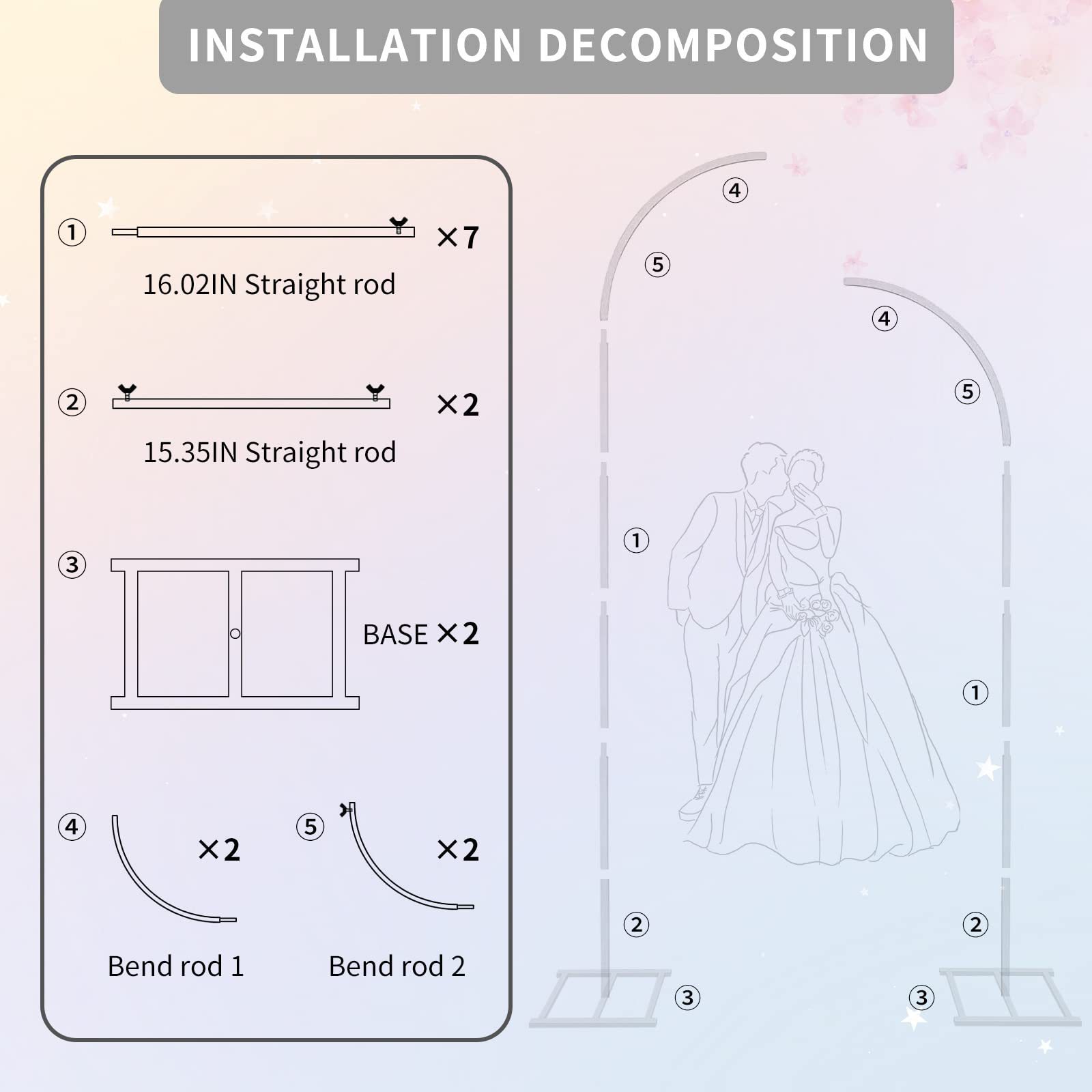 Arco de medio arco plegable de metal transfronterizo de Amazon accesorios de boda decoración de vacaciones al por mayor