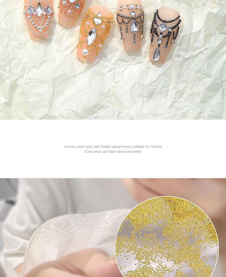 6-Compartment Mini Small Steel Beads Nail Art Decorations Small Gold and Silver Color Boxed Metal Beads DIY Nail Accessories Wholesale
