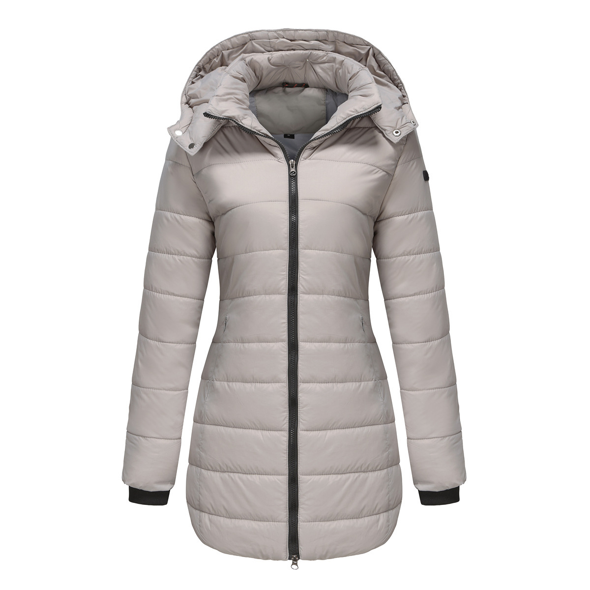 Abrigo de invierno para mujer con capucha extraíble parka impermeable_voghion.com