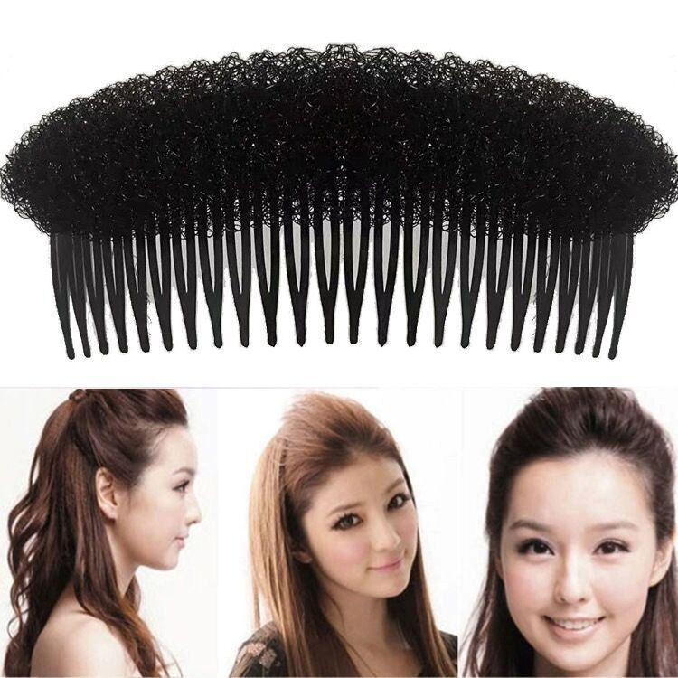 Sponge fluffy pad to heighten hair, invisible high-ceiling female headwear, versatile black back of head anti-collapse pad, hair insert comb
