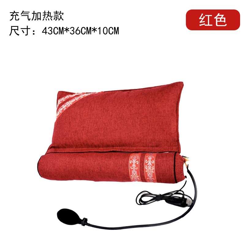 电加热艾草连体枕按摩颈椎枕充气加热艾绒枕高低可调护颈艾草枕头|undefined