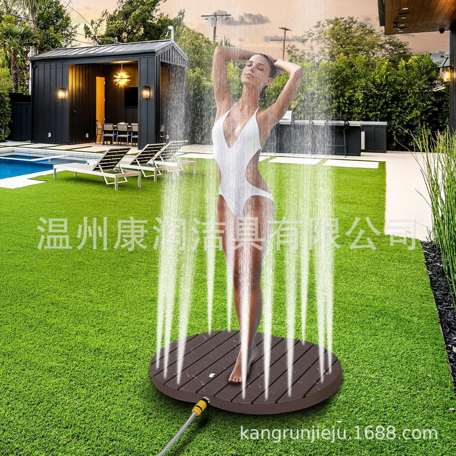 Nueva ducha de piso Jardín al aire libre Juego de artefactos de agua Ballet de agua Manzana rociado café