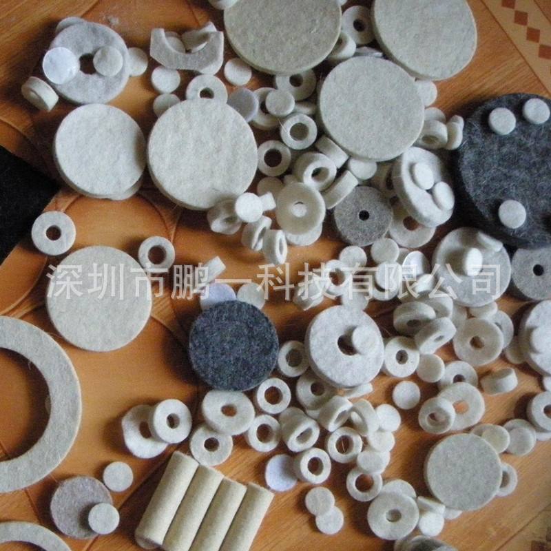 定制羊毛毡垫片圆形羊毛毡垫圈羊毛毡脚垫羊毛毡背胶模切冲型加工