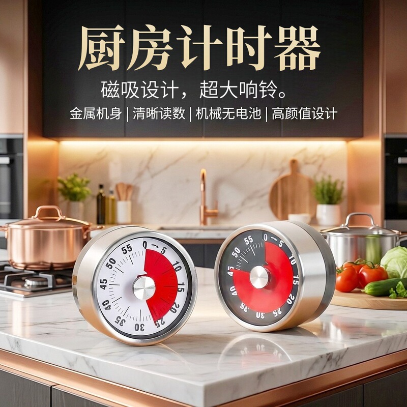 Home-Use Visual Kitchen Timer, Baking Countdown Timer, Magnetic Timer, Time Manager, Mechanical Alarm Clock