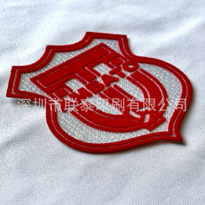 定制衣服LOGO烫印标植绒章彩色耐水洗热转印服装布贴臂章植绒热销