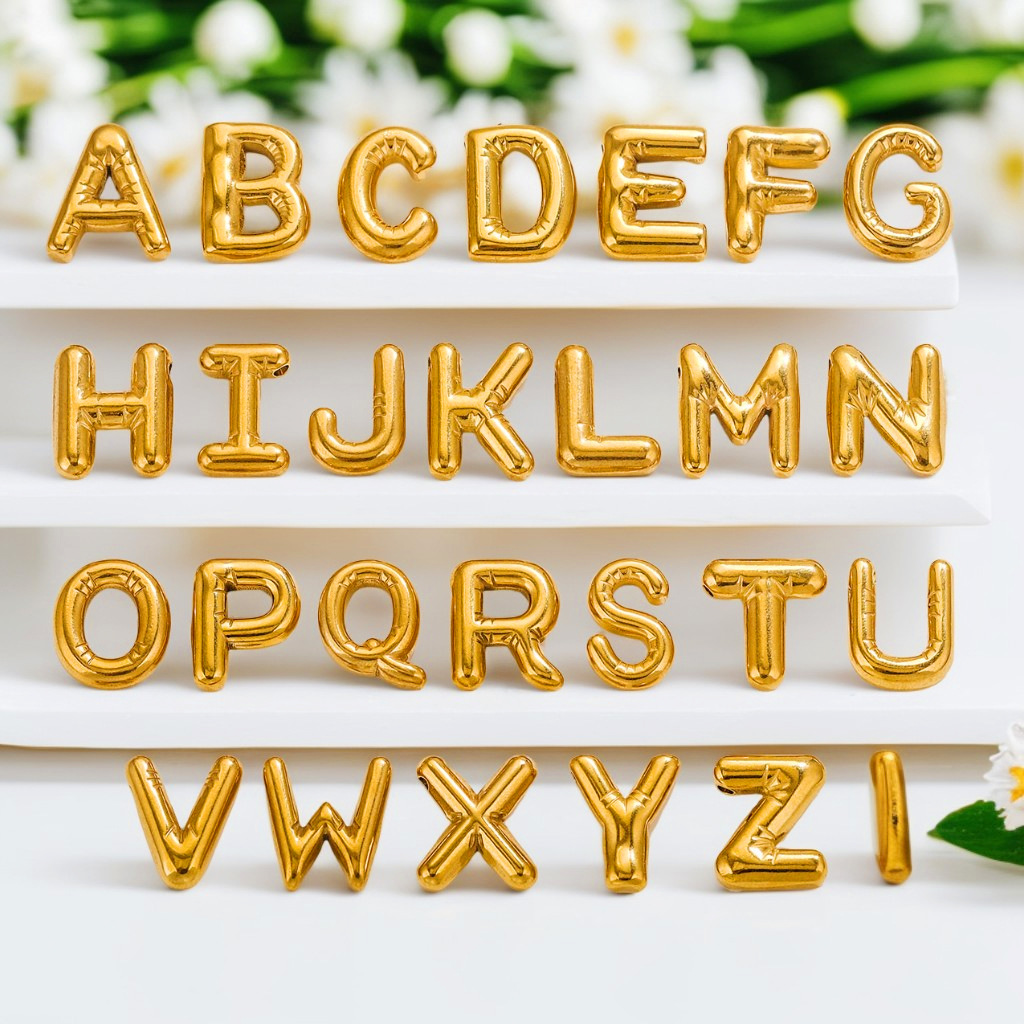 Pendant Jewelry Making Type 5 PCS/Package 304 Stainless Steel PVD Coated Real Gold Plated Letter Pendant DIY Jewelry Accessories