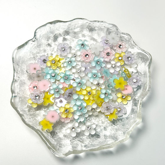 Summer Ice Penetrant Drill Five-petal Flower Nail Art Jewelry ins Pastoral Fresh Flower Earrings Nail Art Accessories Wholesale