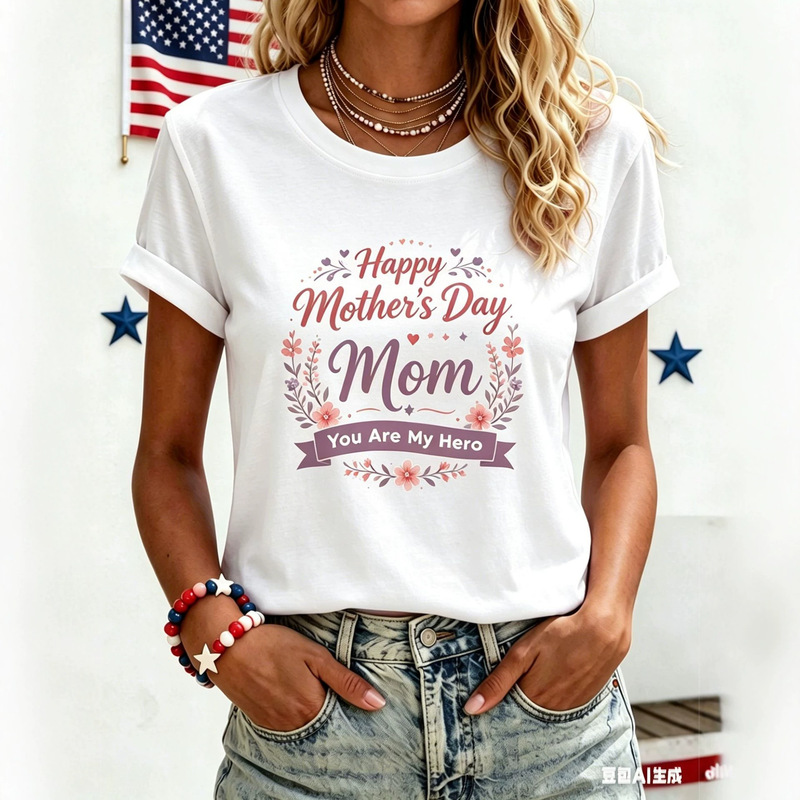 New Mother's Day short-sleeve T-shirts are suitable for Mother's Day outfits, casual and versatile, with 3D printing for cross-border Amazon New Mother's Day short-sleeve T-shirts are suitable for Mother's Day outfits, casual and versatile, with 3D printing for cross-border Amazon