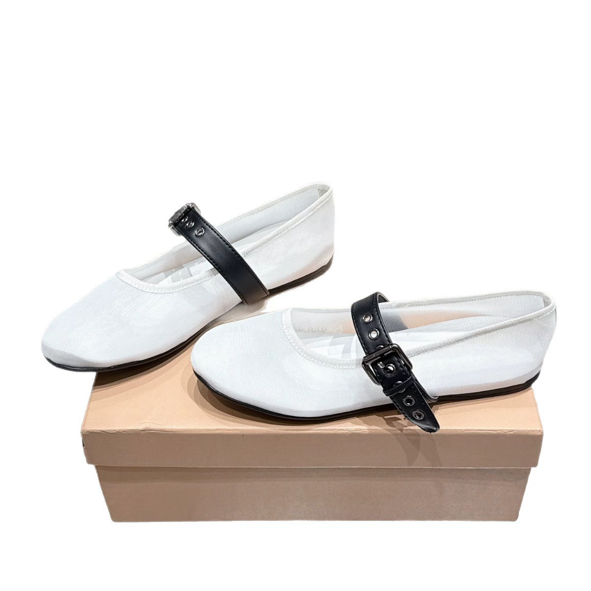 High-end version ~ 2025 new hollow flat-soled Mary Jane shoes buckle one-strip mesh ballet shoes single shoes for women