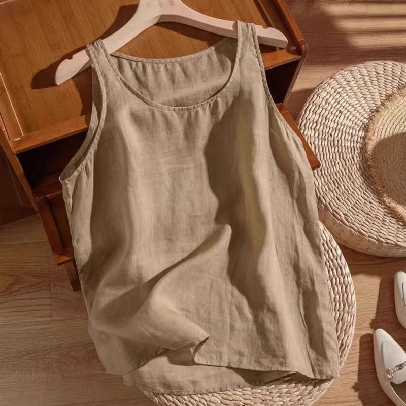 Casual Fashion Cotton and Linen Size Sleeveless Outer Wear Camisole Women's New Arrival 2024 Loose Top Elegant Summer