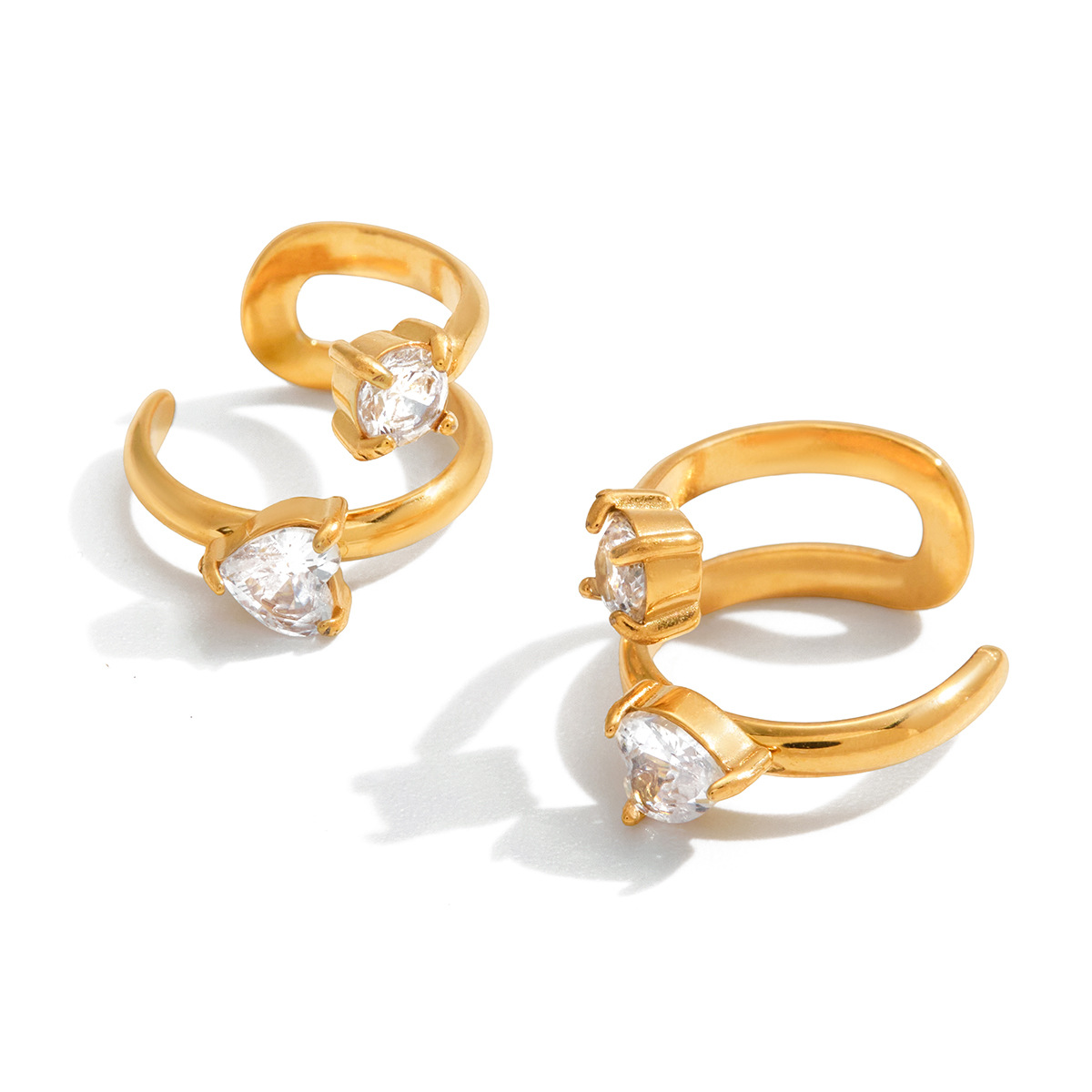 Wanxing europa y americana galvanizado 18K oro simple diamante auriculares de acero inoxidable personalidad transfronteriza universal no desvanecer auriculares mujeres