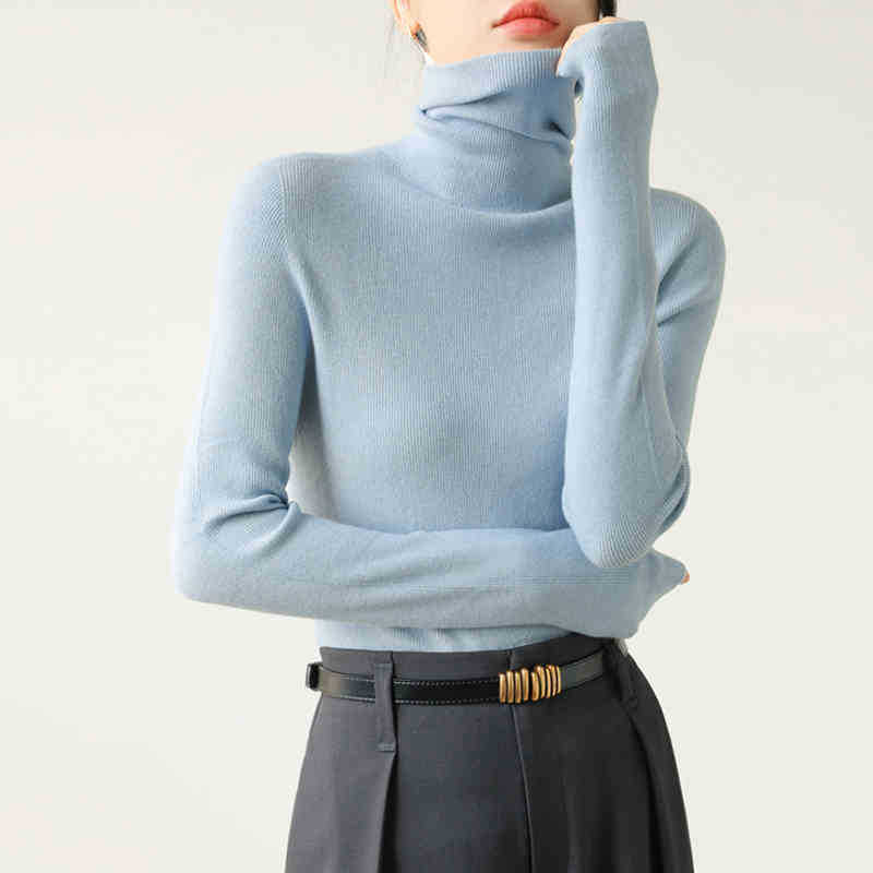 Knitted Turtleneck Sweater Autumn/Winter New 2026 Slim Fit Long-Sleeve Knit Base Layer Sweater with Stacked Collar for Women, White Knitted Turtleneck Sweater Autumn/Winter New 2026 Slim Fit Long-Sleeve Knit Base Layer Sweater with Stacked Collar for Women, White