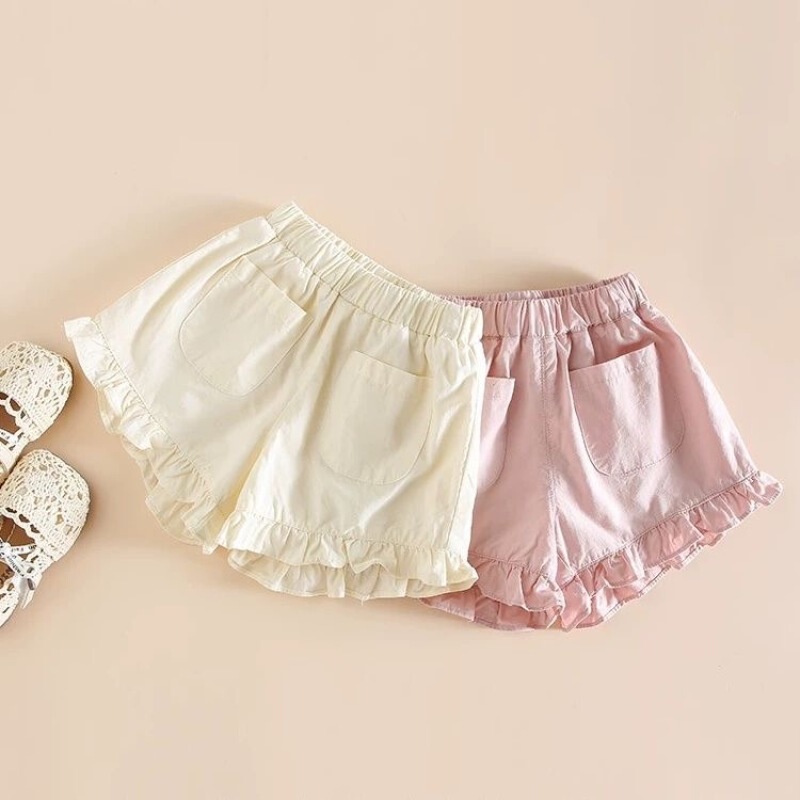 Girls' Baby Shorts 2026 Summer Korean Style Infant Pants Casual Pants with Ruffle Edges and Pockets for Infants and Toddlers Girls' Baby Shorts 2026 Summer Korean Style Infant Pants Casual Pants with Ruffle Edges and Pockets for Infants and Toddlers