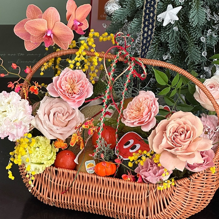 纯色水果篮法式田园风手提篮简约时尚野餐轻食篮子礼品藤篮|undefined