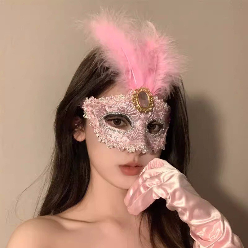 黑色花朵半脸面具女生眼罩蕾丝面罩cos晚会假面舞会装扮万圣节|undefined
