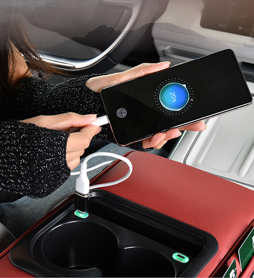 Car Armrest Box Mobile Phone Charging Integrated Small Central Armrest Box Pad Car Multi-Function Cup Holder Mobile Phone Storage