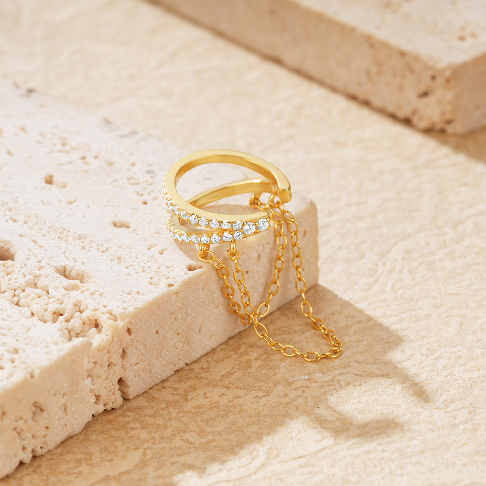 1 Piece 925 Sterling Silver Zircon Geometric Ear Cuffs Ear Studs display picture 5