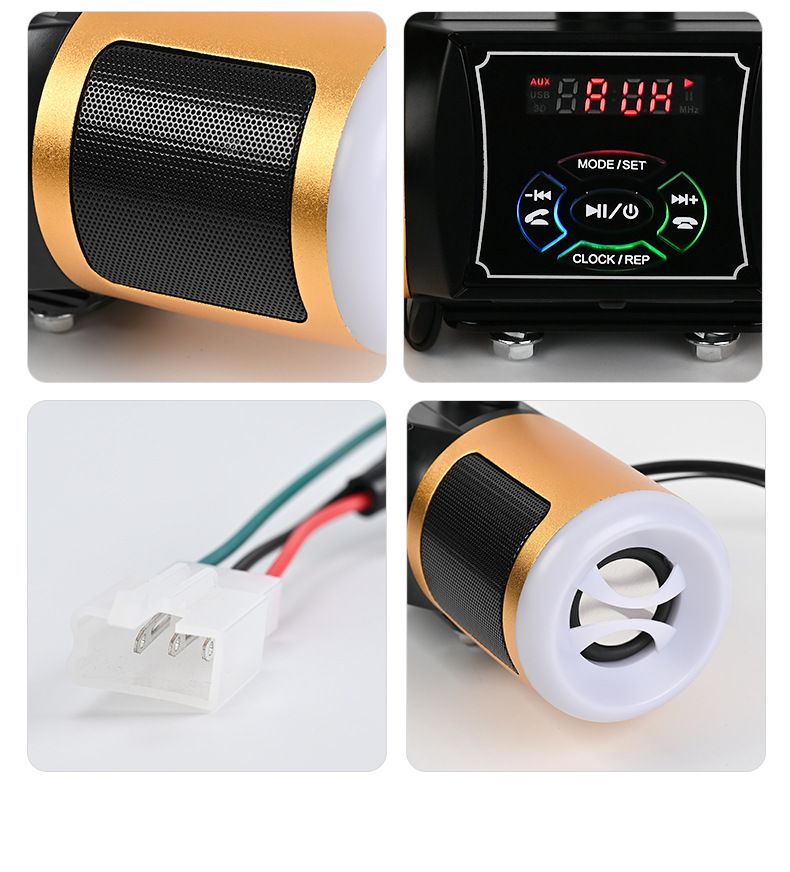 Motorcycle Audio Aluminum Alloy Led Digital Display Bluetooth Mp3 Audio Mobile Phone App Control