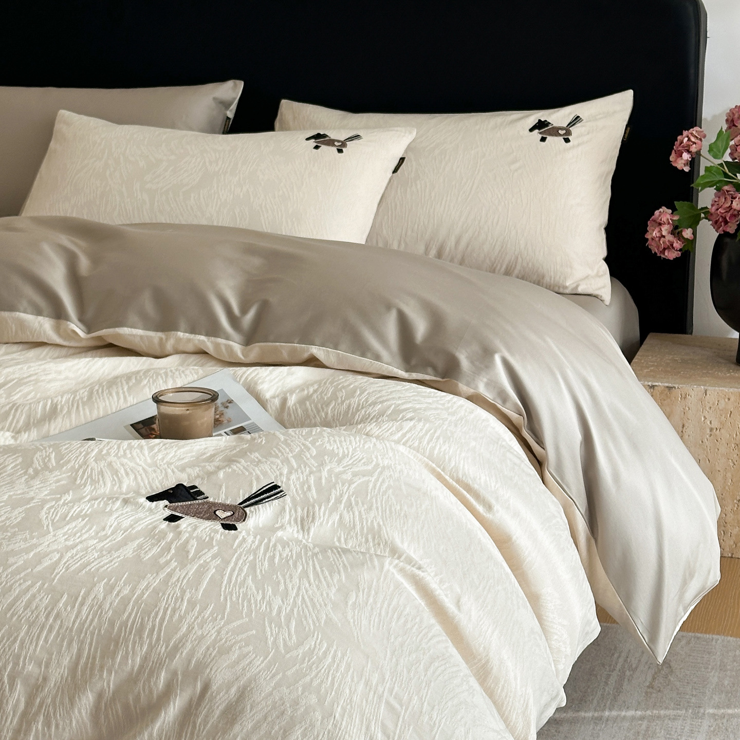 Light Luxury 100S Pure Cotton Long-Staple Cotton Four-Piece Set, Pure Cotton 2026 New Jacquard Duvet Cover, Fitted Sheet, Bed Sheet, Bedding Set