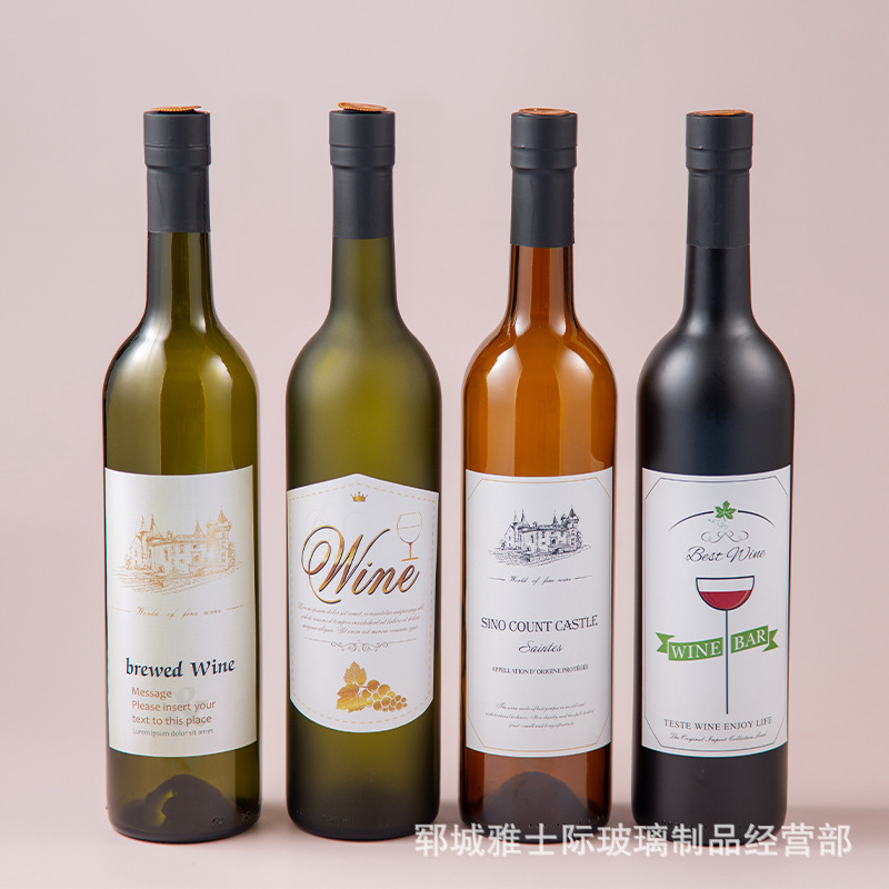 批发玻璃瓶红酒瓶棕色玻璃空酒瓶玻璃瓶生产厂家软木塞泡酒瓶