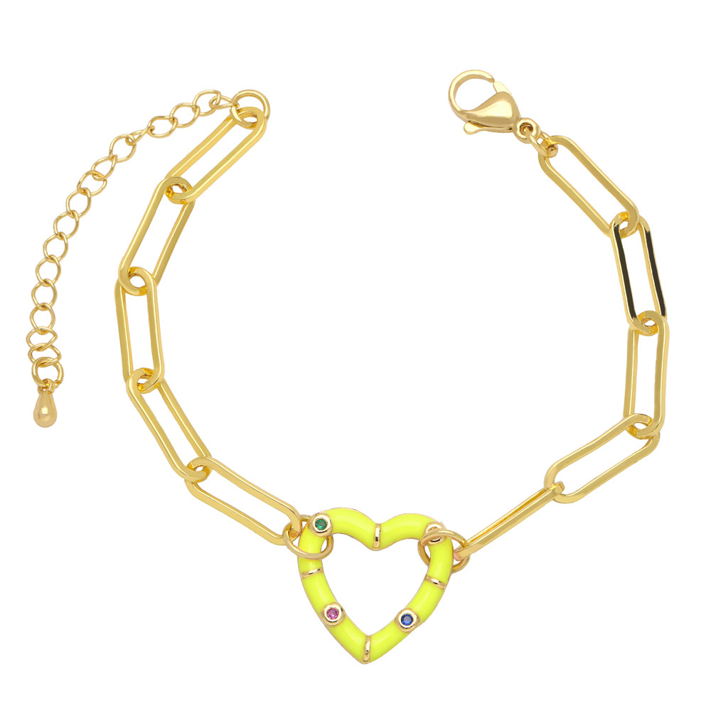 Simple Style Heart Shape Copper Bracelets Inlay Zircon Copper Bracelets