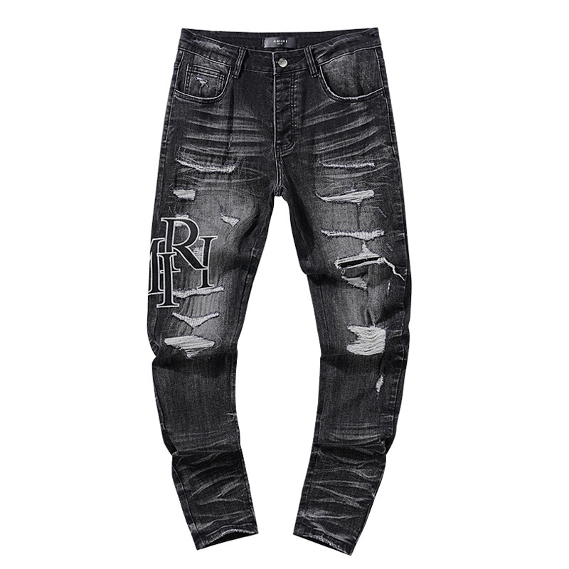跨境欧美PurpleBrand牛仔裤jeans水洗做旧复古破洞泼墨潮流直筒|undefined