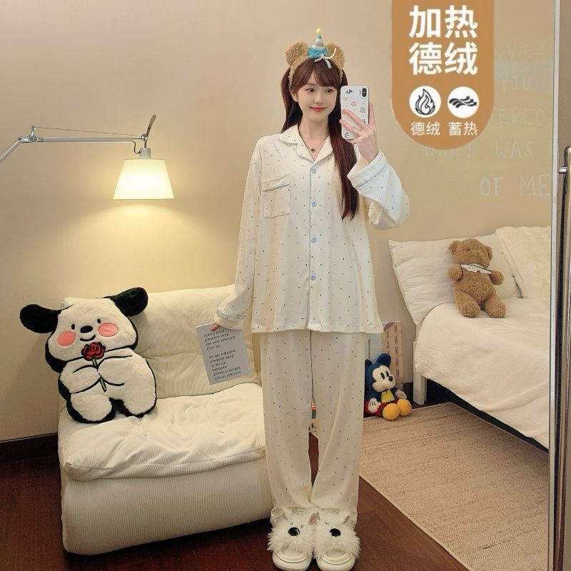 Al por mayor transfronterizo explosión de invierno de ternilla pijama caliente de manga larga de mujeres cardigans con la solapa ropa de hogar gruesa ropa exterior