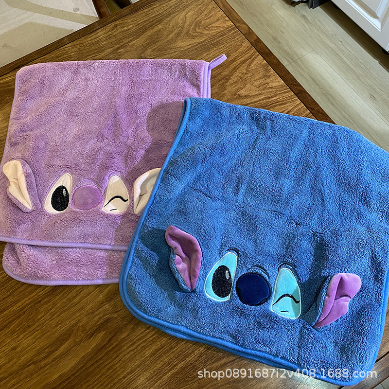 Cartoon Plush Big-eyed Dog Monster Towel Headscarf Bathroom Household Face Towel Coral Fleece Water-absorbent Wash Headscarf for Women