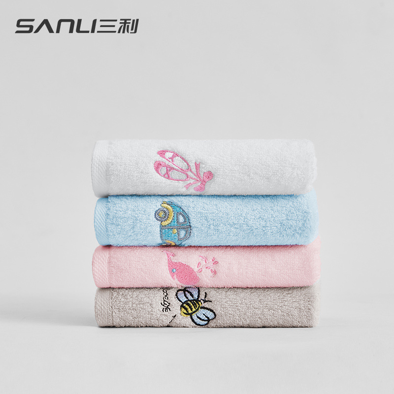 Sanli Towel Summer New Pure Cotton Absorbent Embroidered Children's Towel Cute Cartoon Baby Children's Towel Wholesale
