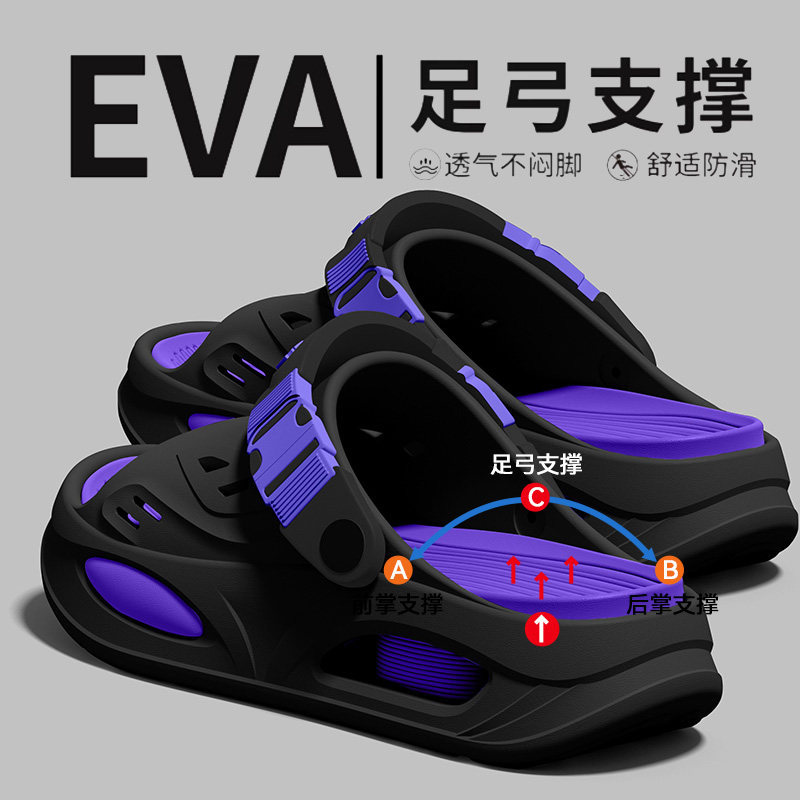Arch support slippers for men, 2026 new summer model, durable EVA, non-slip, odor-resistant, thick-soled sandals for driving