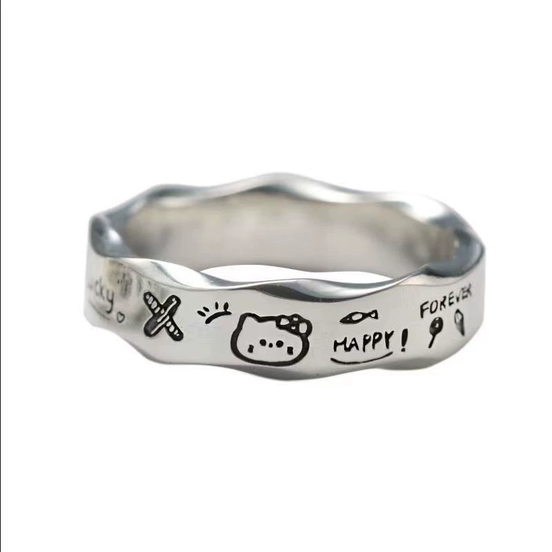 Hello Kitty, мультяшное волнистое кольцо для любимого мужчины и женщины
