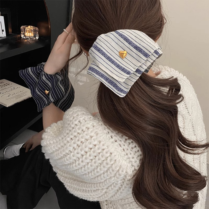 El viejo dinero viento rayado toallas cuadradas anillo de cabello intestino 2025 nuevo cabello de cabello de cabello de cauda de caballo correa de cabello de caza de invierno