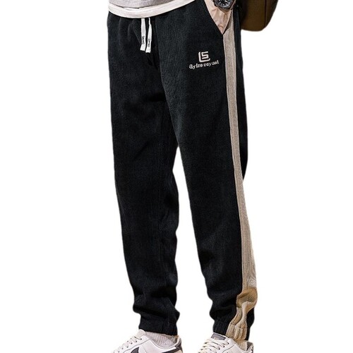Corduroy warm casual pants for men's autumn and winter loose large size sweatpants for men's winter velvet thick pants