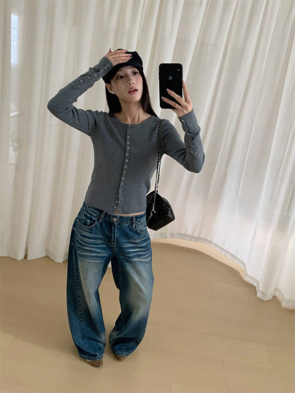誉一新款2025秋季高级感长袖针织衫女百搭修身显瘦上衣开衫c1308|undefined