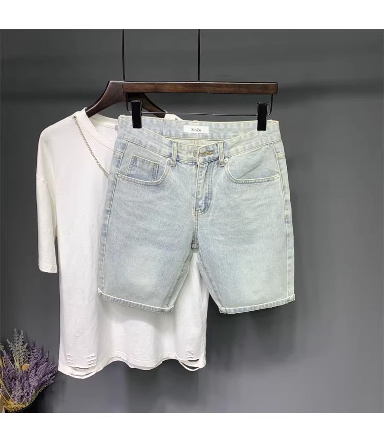 Men's Clothing Men's Retro Stretchy Denim Shorts Trendy Summer Style Five Point Pants For Formal & Casual For Mental_mkmklike.com