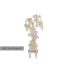 新中式太湖石透明摆件家居样板房茶具托盘花瓶组合售楼处软装饰品