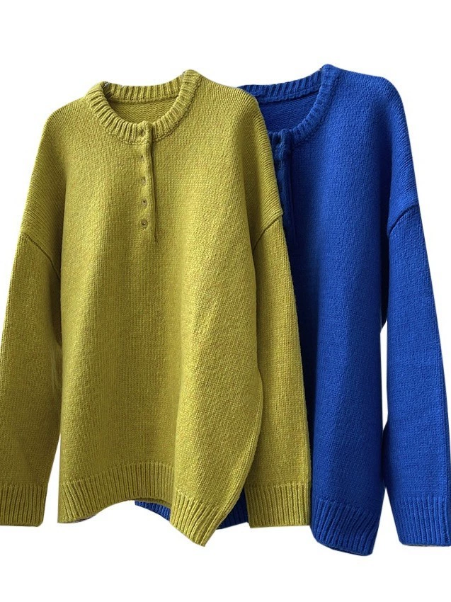 Knitted Sweater Oversize Blue, Thick High-Quality Style (S–XL)