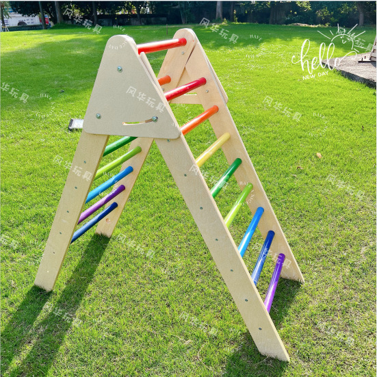 Educación temprana niños educativos de madera multifuncional Arco Iris mecedora equilibrio tablero escalada marco juguete interactivo jardín de infantes