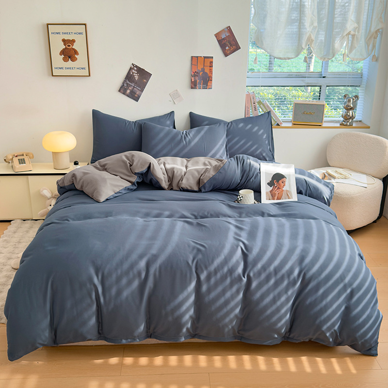 Bentley blue + light gray / Single quilt cover: [110x150cm]