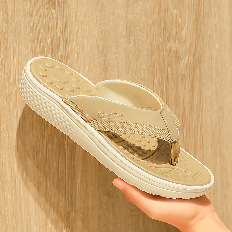 Chanclas hombre 2025 nuevo estilo verano antideslizante ropa exterior deportes playa sandalias de ocio zapatillas de masaje de fondo suave