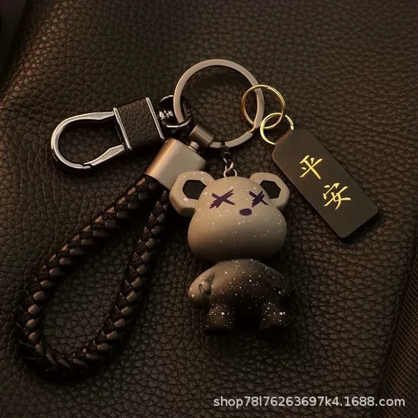 High-End Anti-Drop Durable Bear Keychain for Men and Women, Couple Cartoon Cute Starry Sky Car Keychain Pendant Key